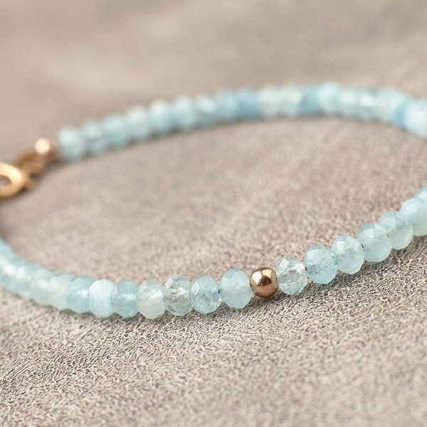 Aquamarine Bracelet, Birthday Gifts for Her, Crystal Bracelet, March B